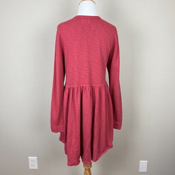 T.La Anthropologie Cardigan‎ Womens Medium Pink Knit Open Pleated Ruffle Sweater - Picture 5 of 10
